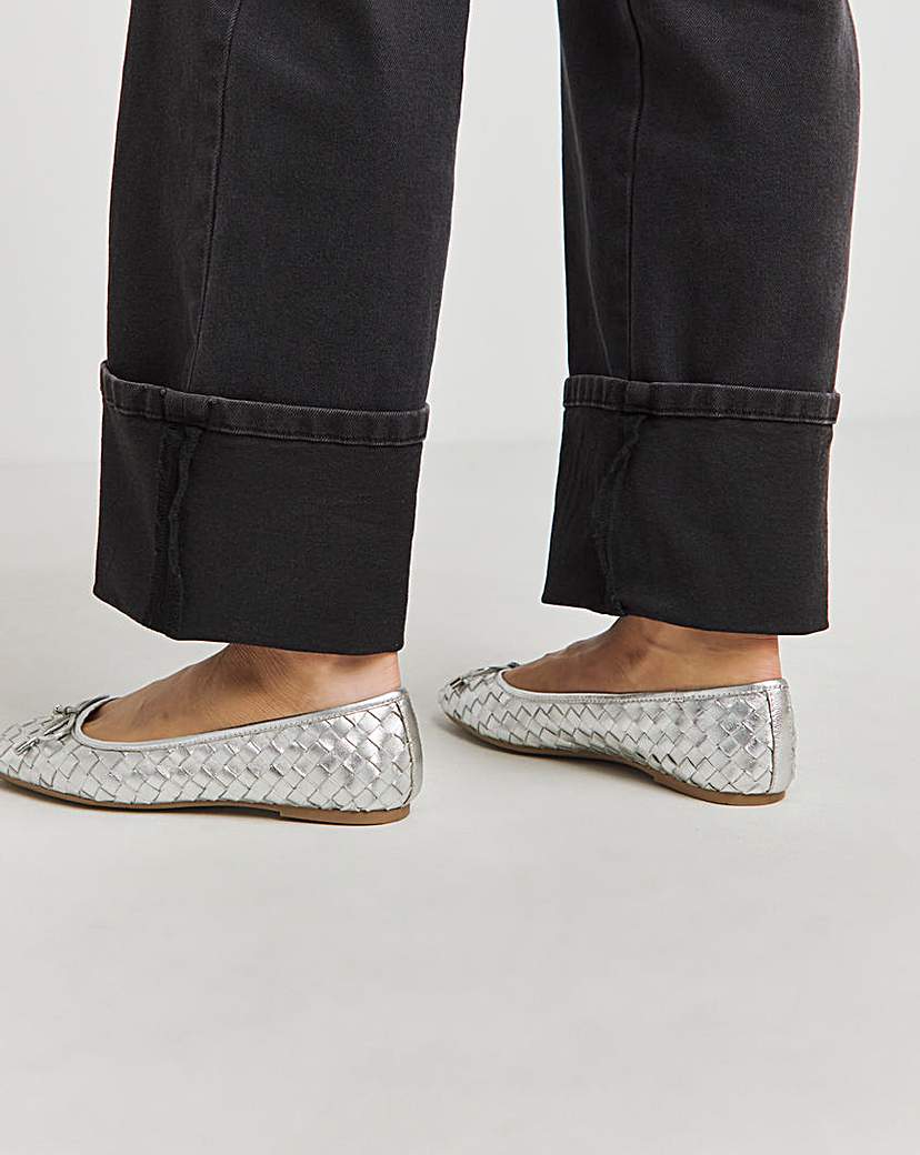 Woven Leather Ballerina Wide