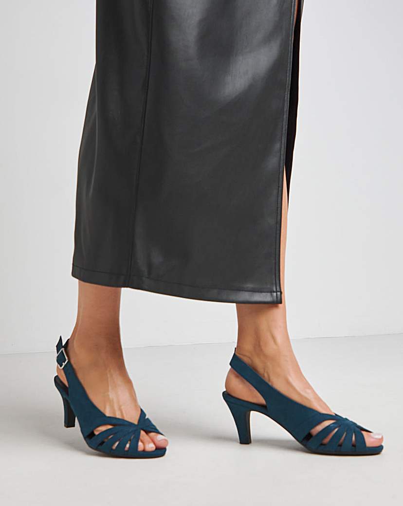 Peep Toe Slingback Shoes Ex Wide