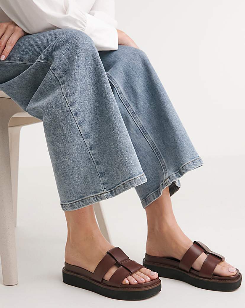 Leather Twin Strap Mule E Fit