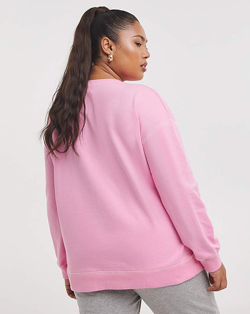 Pink Contrast Seam Sweatshirt
