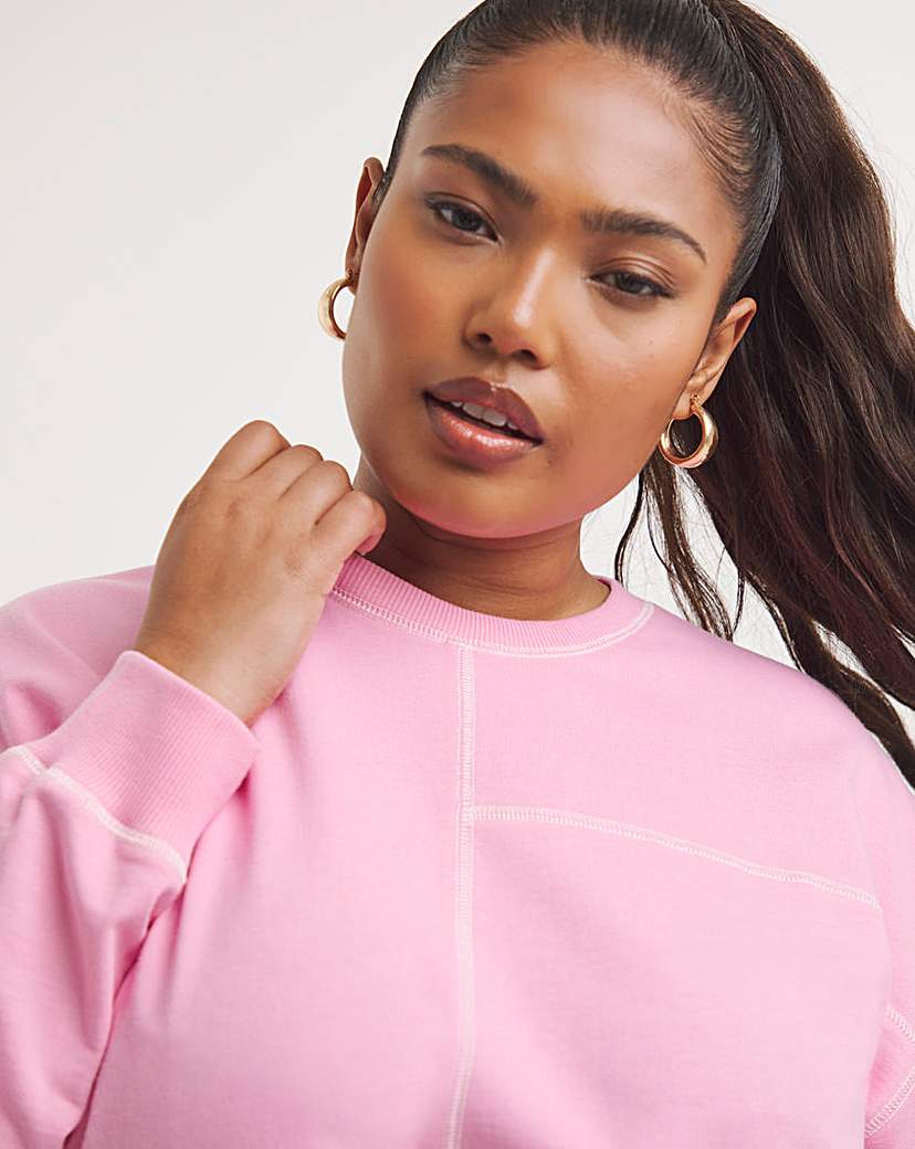 Pink Contrast Seam Sweatshirt