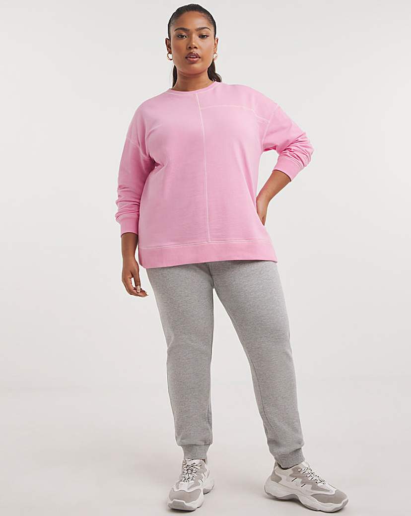 Pink Contrast Seam Sweatshirt