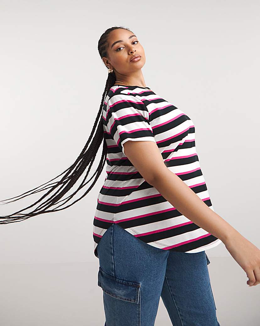 Tunica Longline Smanicata Plus Size - Collo A Goccia - Rosa/Navy - BPC Taglie Forti 18/20 A 34 - Foto 2