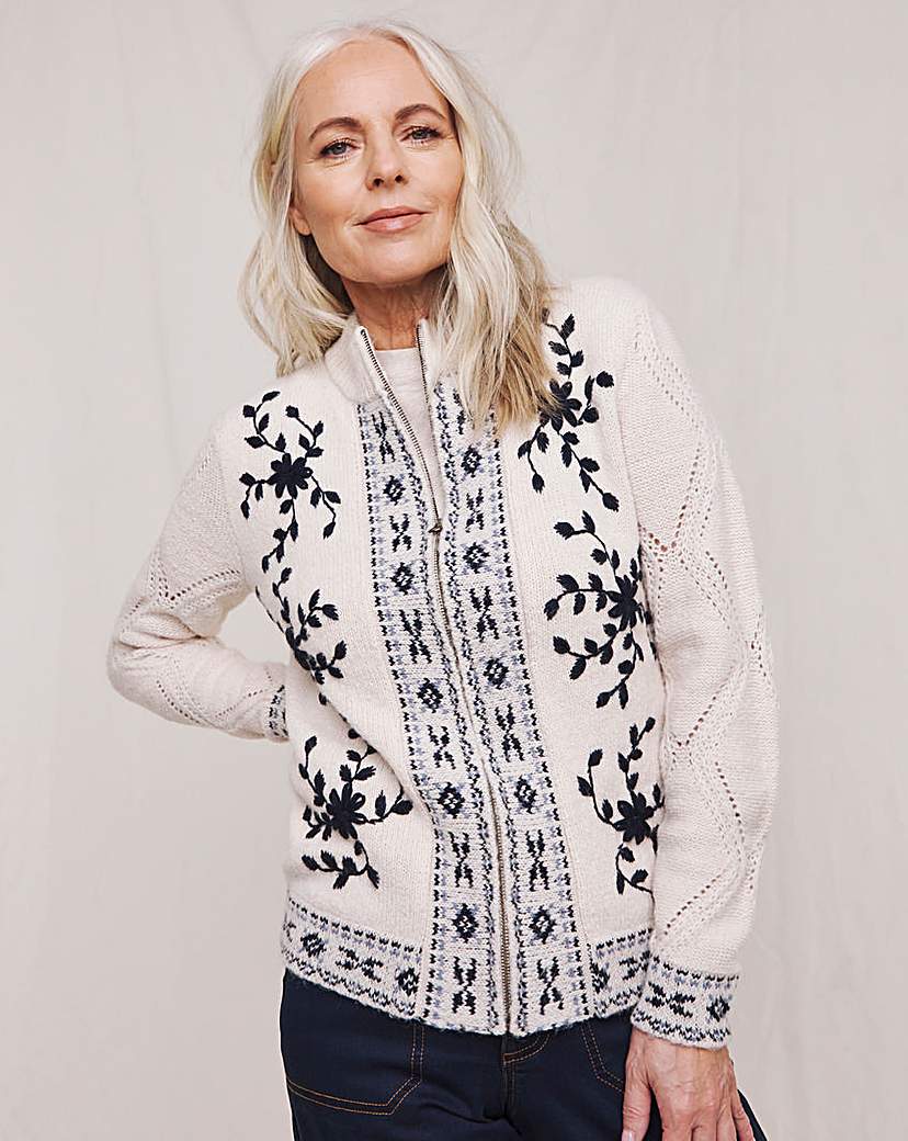 New In - Julipa Zip Up Embroidered Knitted Jacket