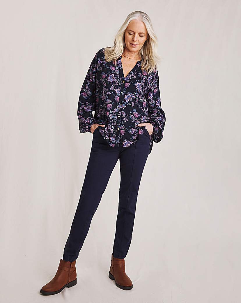 Julipa Lace Trim Printed Blouse