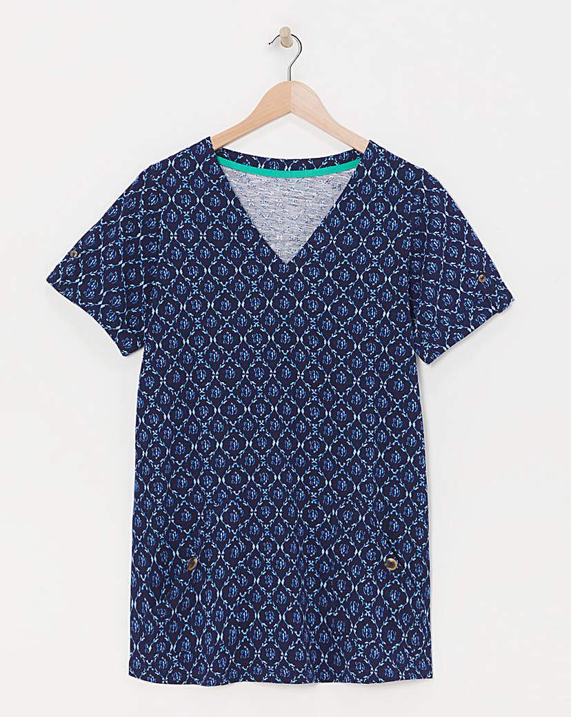 Julipa Pure Cotton Pocket Tunic Navy Print …