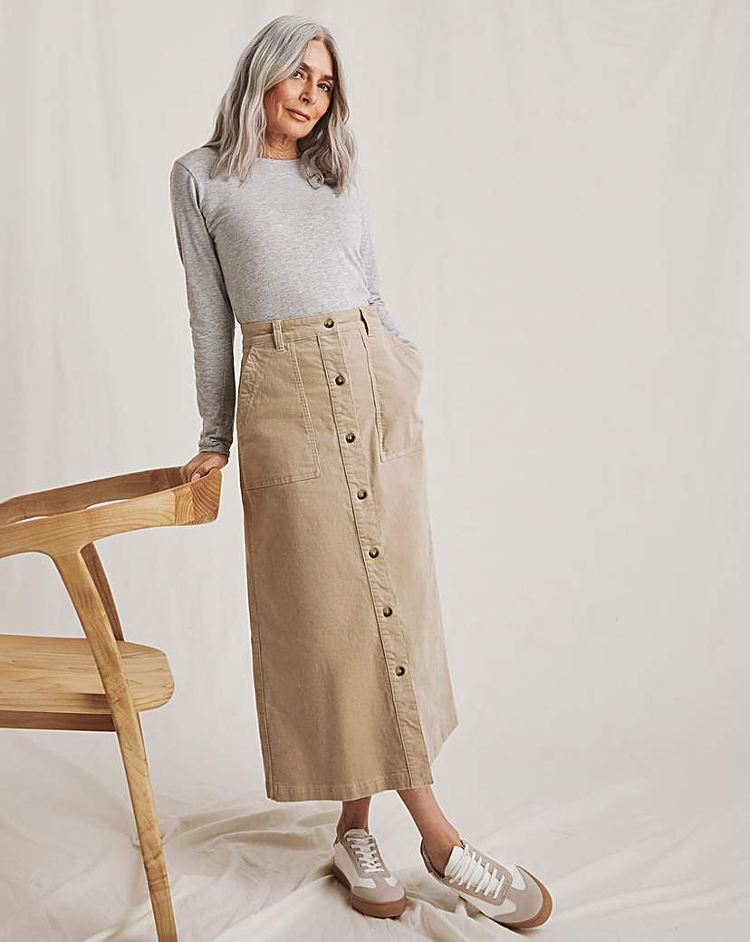 Julipa Button Down Stretch Cord Skirt