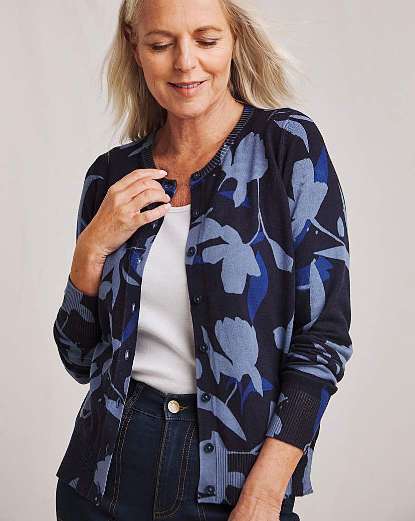 Julipa Blue Floral Printed Cardigan