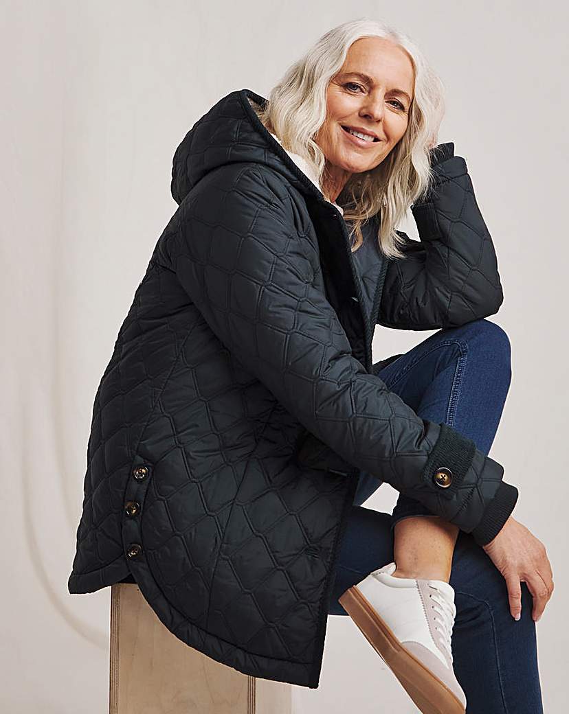 New In - Julipa Quilted Button Side Hooded Coat