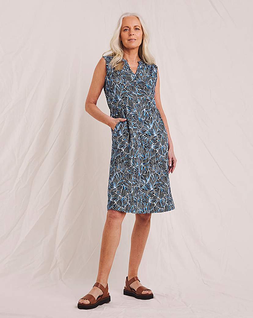 Julipa Pure Cotton Printed Shift Dress Navy …