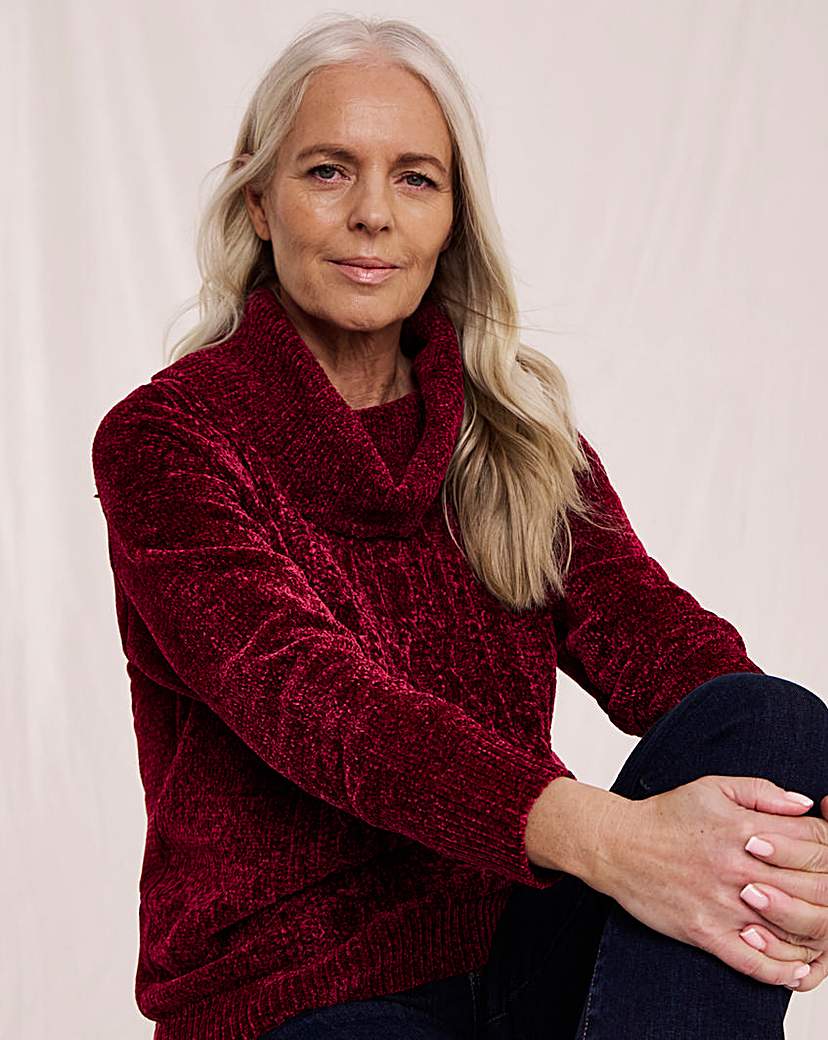New In - Julipa Cable Cowl Neck Chenile Jumper