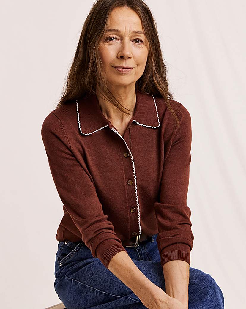 New In - Julipa Scallop Trim Button Down Cardigan