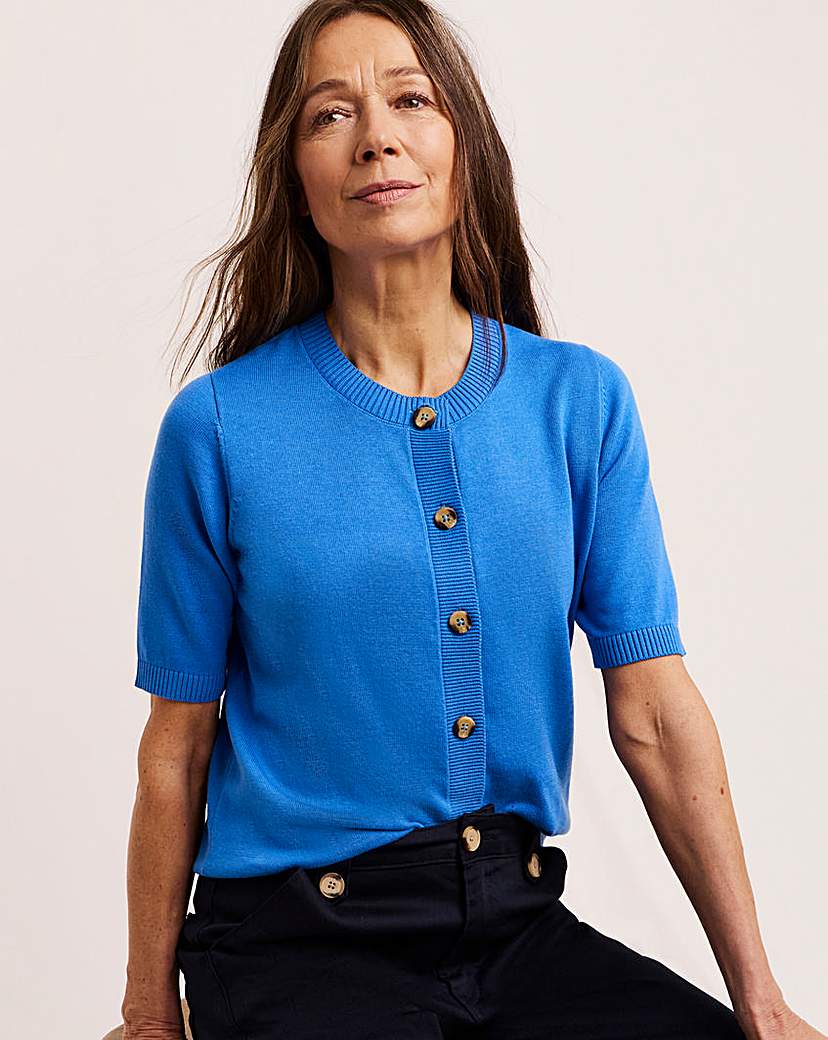 Julipa Short Sleeve Cotton Cardigan Blue Julipa …