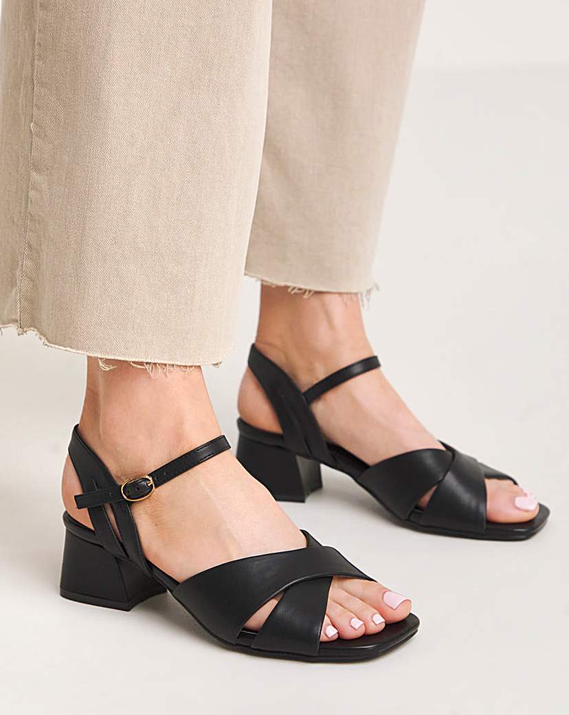 Crossover Block Heel Sandals EEE Fit