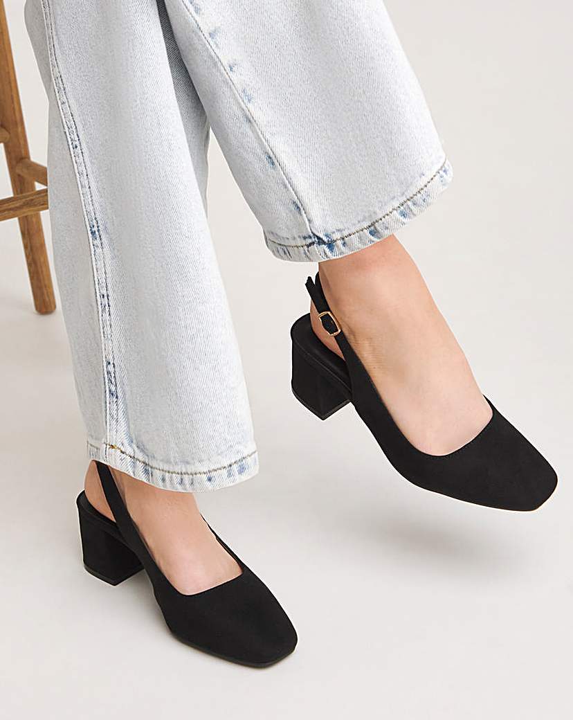 Block Heel Slingback Shoe EEE Fit