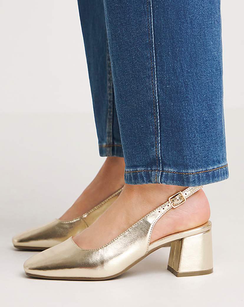 Block Heel Slingback Shoe E Fit