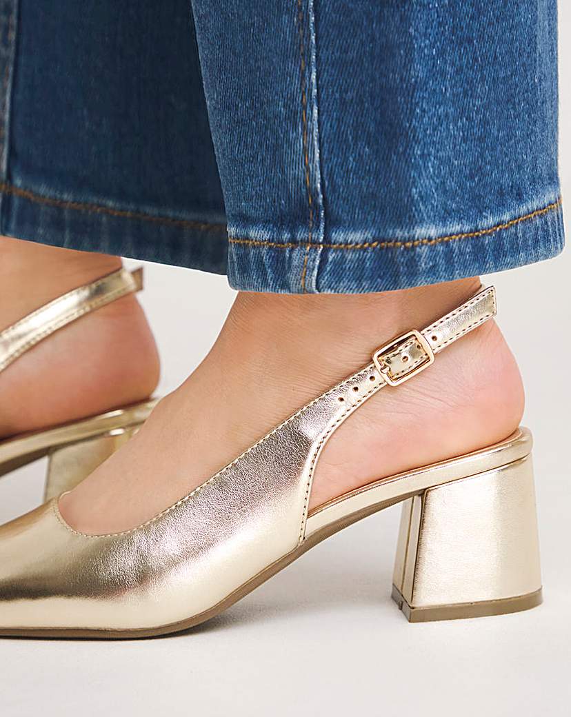 Block Heel Slingback Shoe E Fit