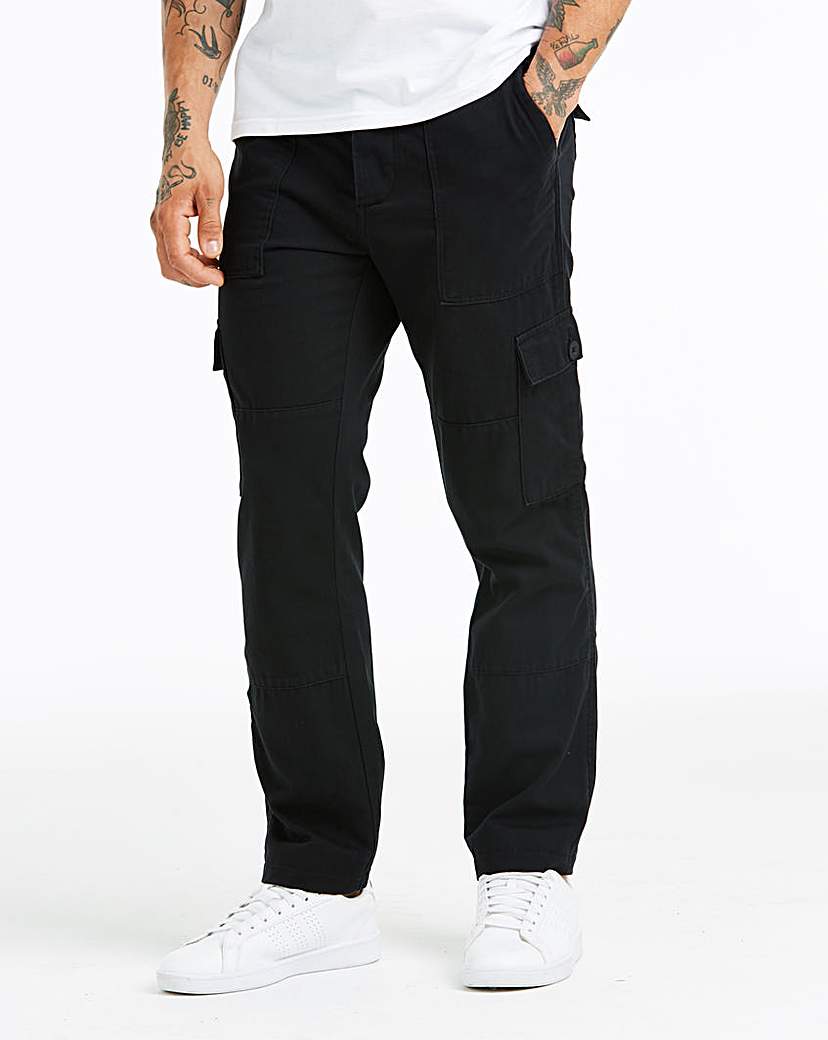 Image of Black Fatigue Detail Cargo Trouser 31 in
