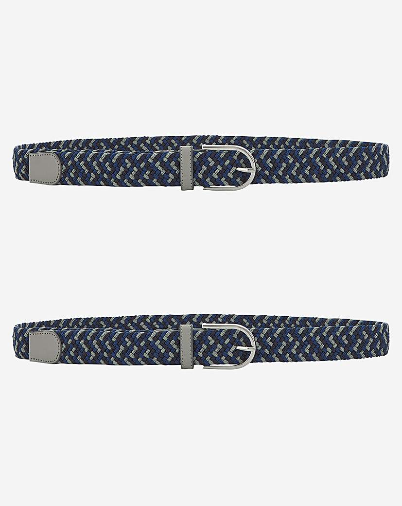 Two Pack Canvas Multi Colour Belts - Multi