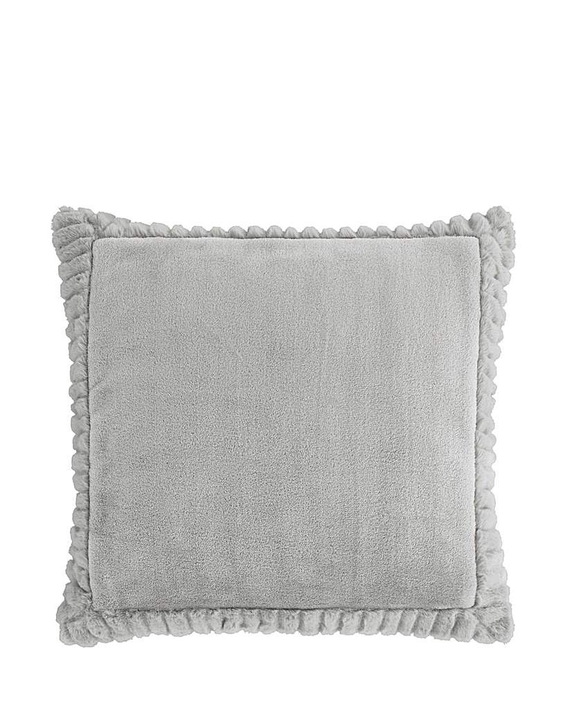 Velvet Faux Fur Cosy Cushion - Silver