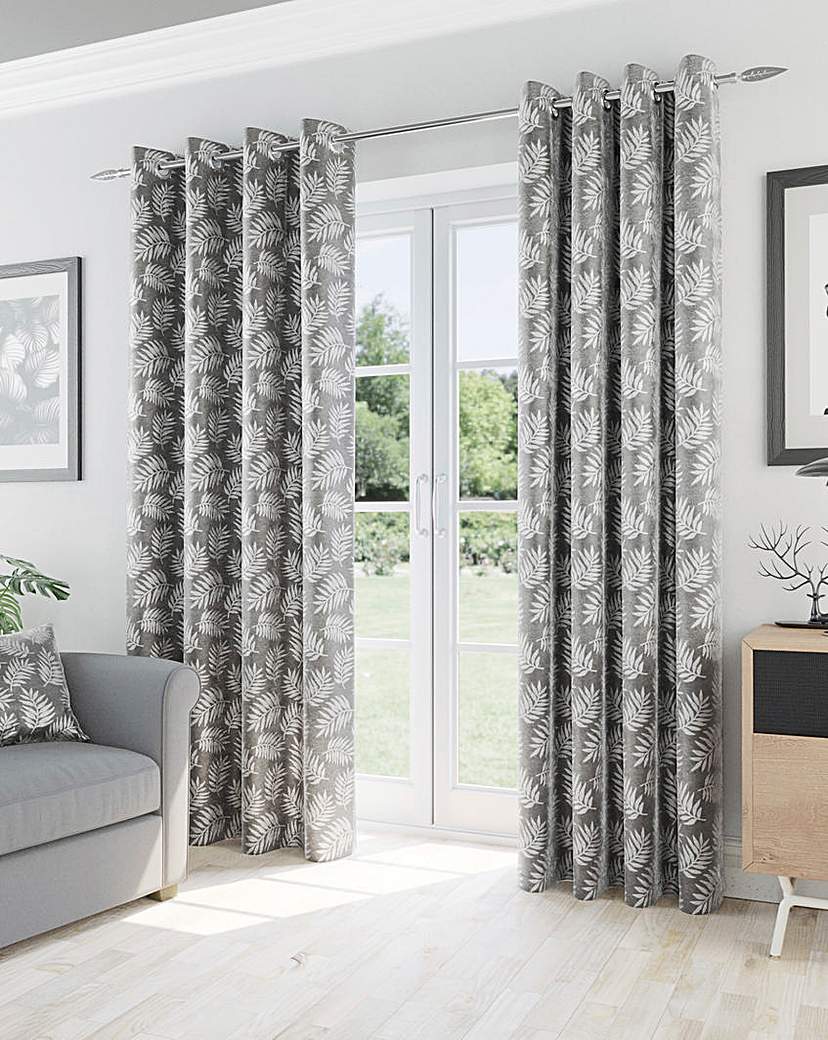 Oakland Leaf Print Eyelet Curtain