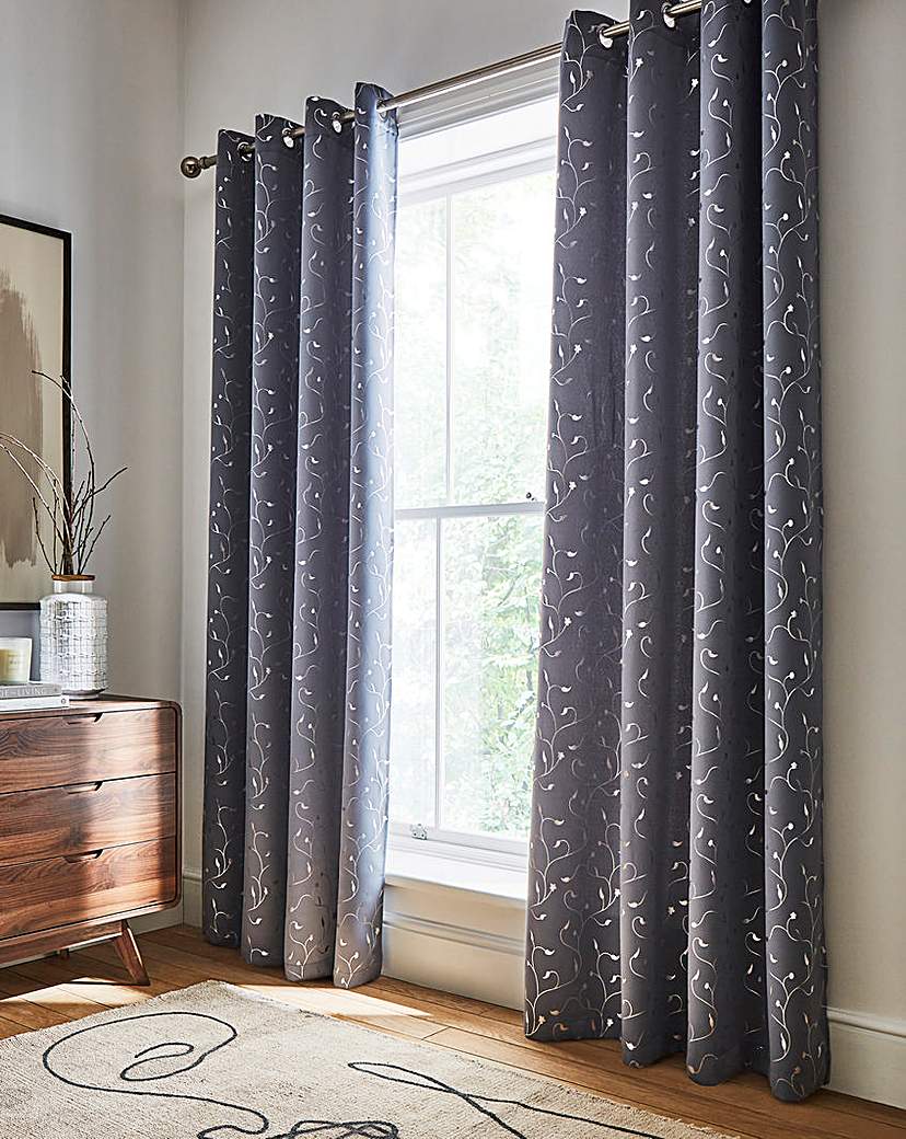 Victoria Metallic Printed Eyelet Curtain