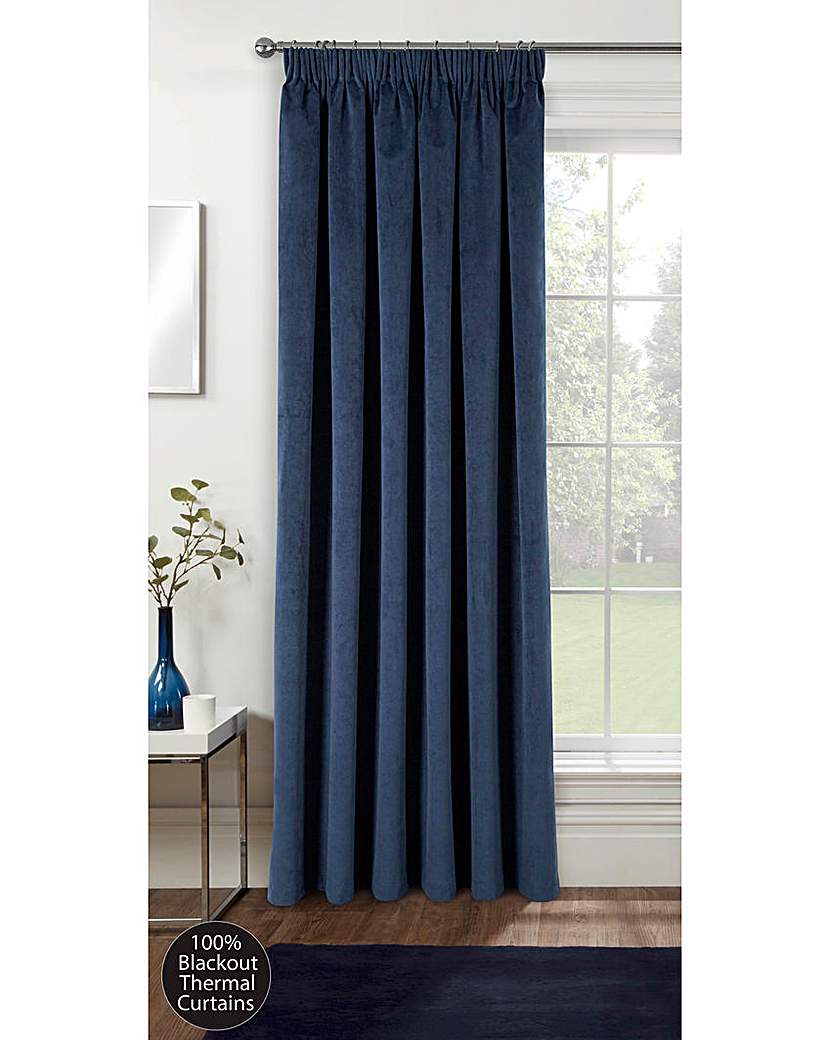 Oxford Velvet Pencil Pleat Door Curtain - Navy