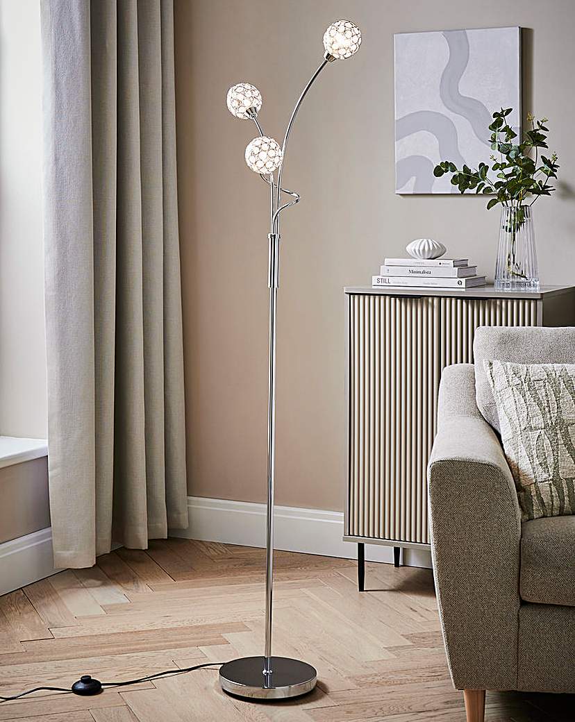 3 Light Acrylic Chrome Floor Lamp