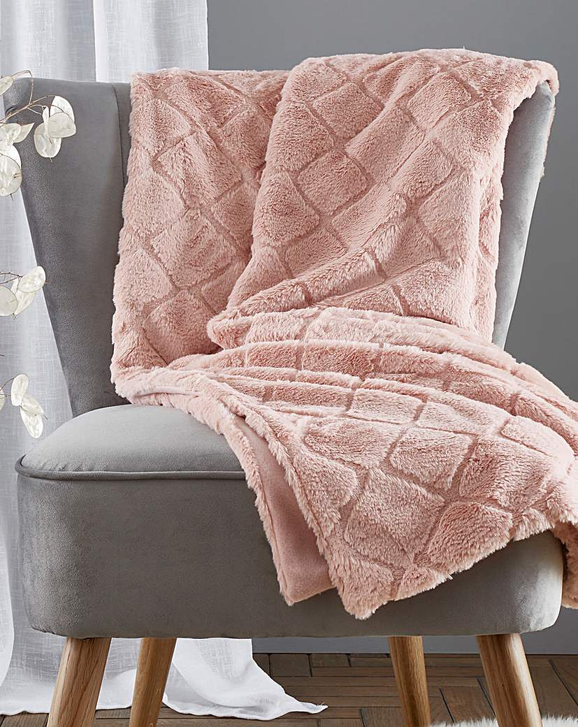 Cosy Diamond Throw - Blush