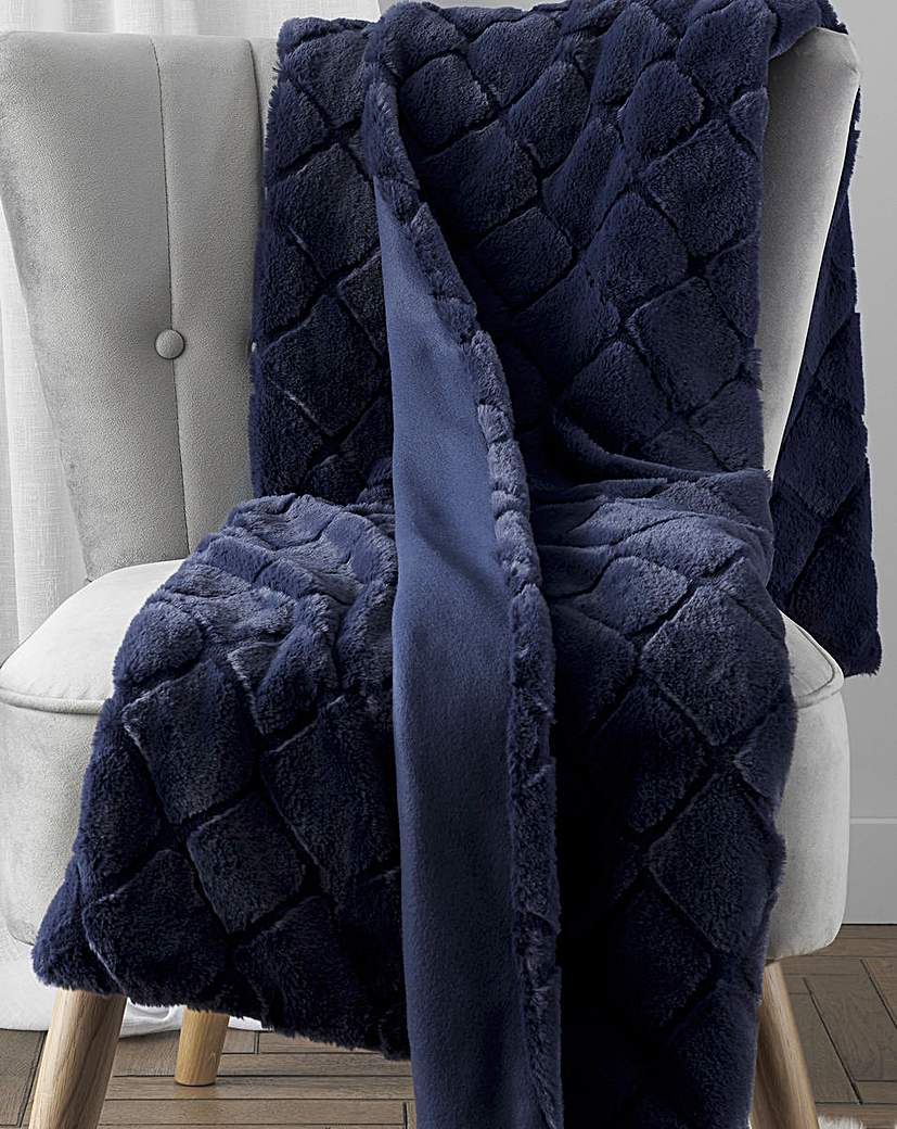 Cosy Diamond Throw - Navy