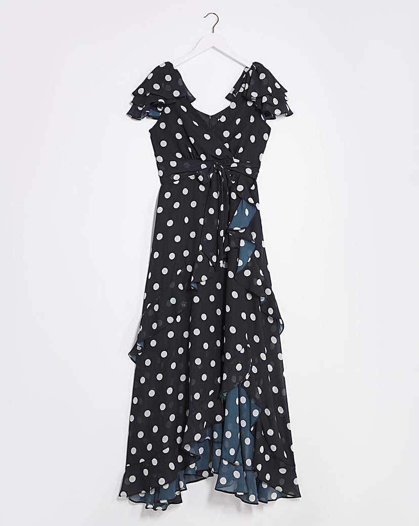 Joanna Hope Spot Ruffle Maxi Dress