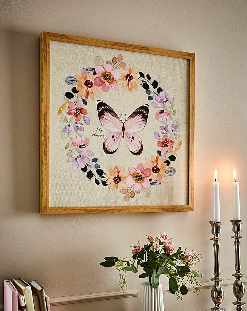 Julipa Butterfly Framed Print 50x50cm - Pink