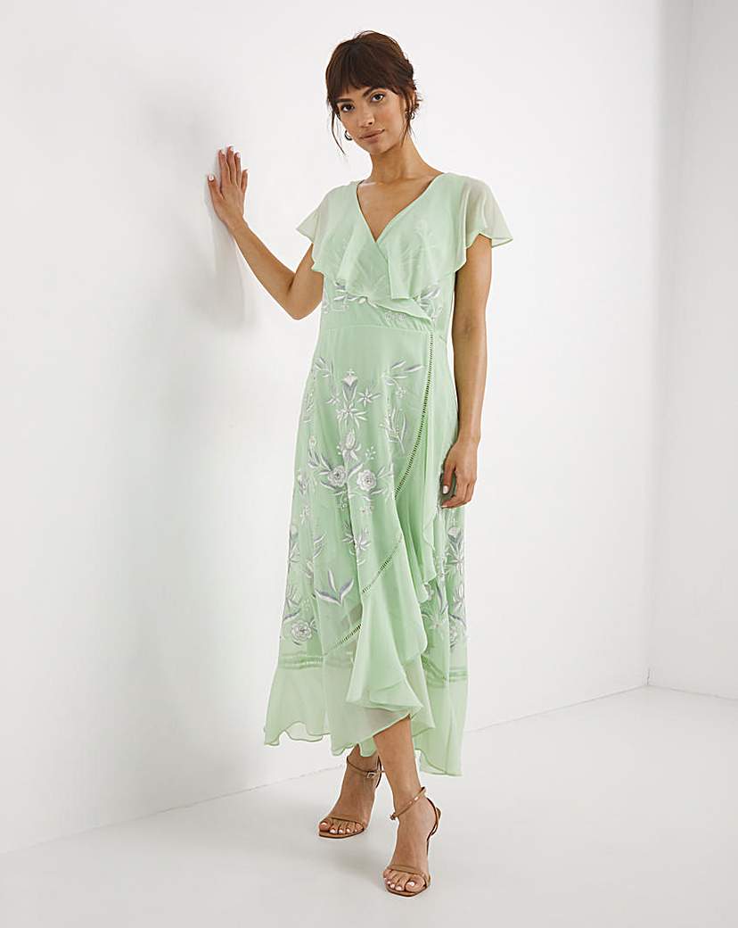 Joanna Hope Embroidered Frill Maxi Dress