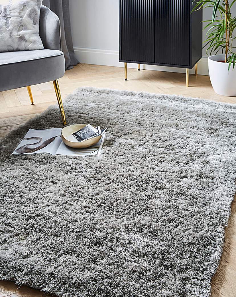 Origins Silver Shimmer Shaggy Rug 120X170