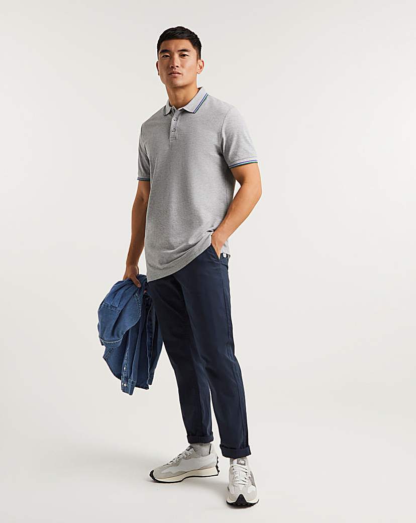 Pure Cotton Pique Tipped Polo Long