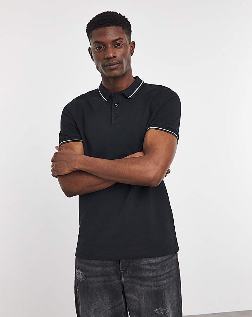 Pure Cotton Tipped Pique Polo Long