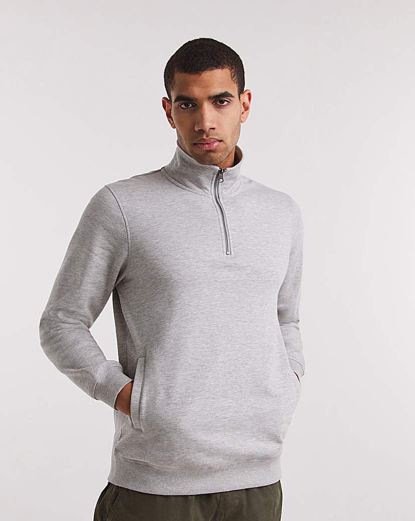 Grey 1/4 Zip Knitted Sweatshirt Long