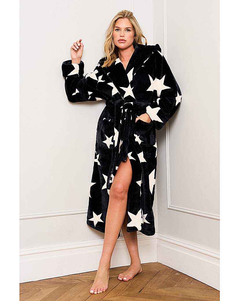 New In - Black Star Print Dressing Gown