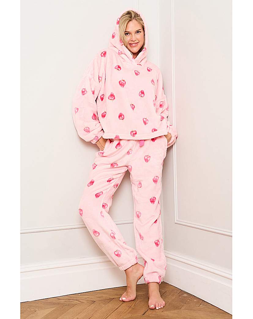 Strawberry Print Twosie Pink - Jim Jam The Label - Size: S/M