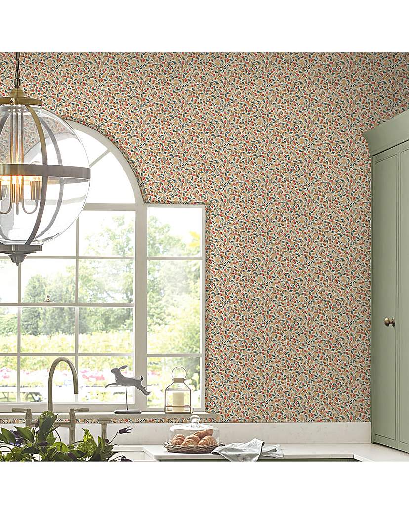 New In - Laura Ashley Terracotta Floral Wallpaper