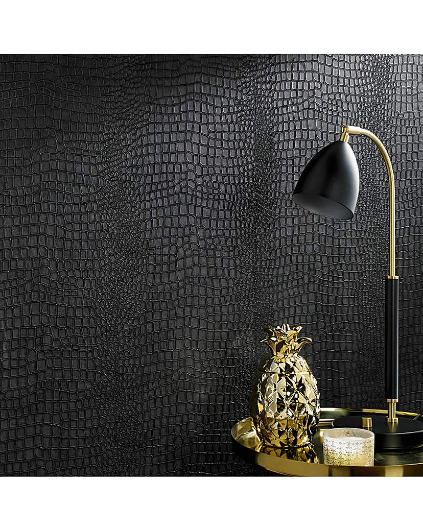 New In - Superfresco Crocodile Black Wallpaper