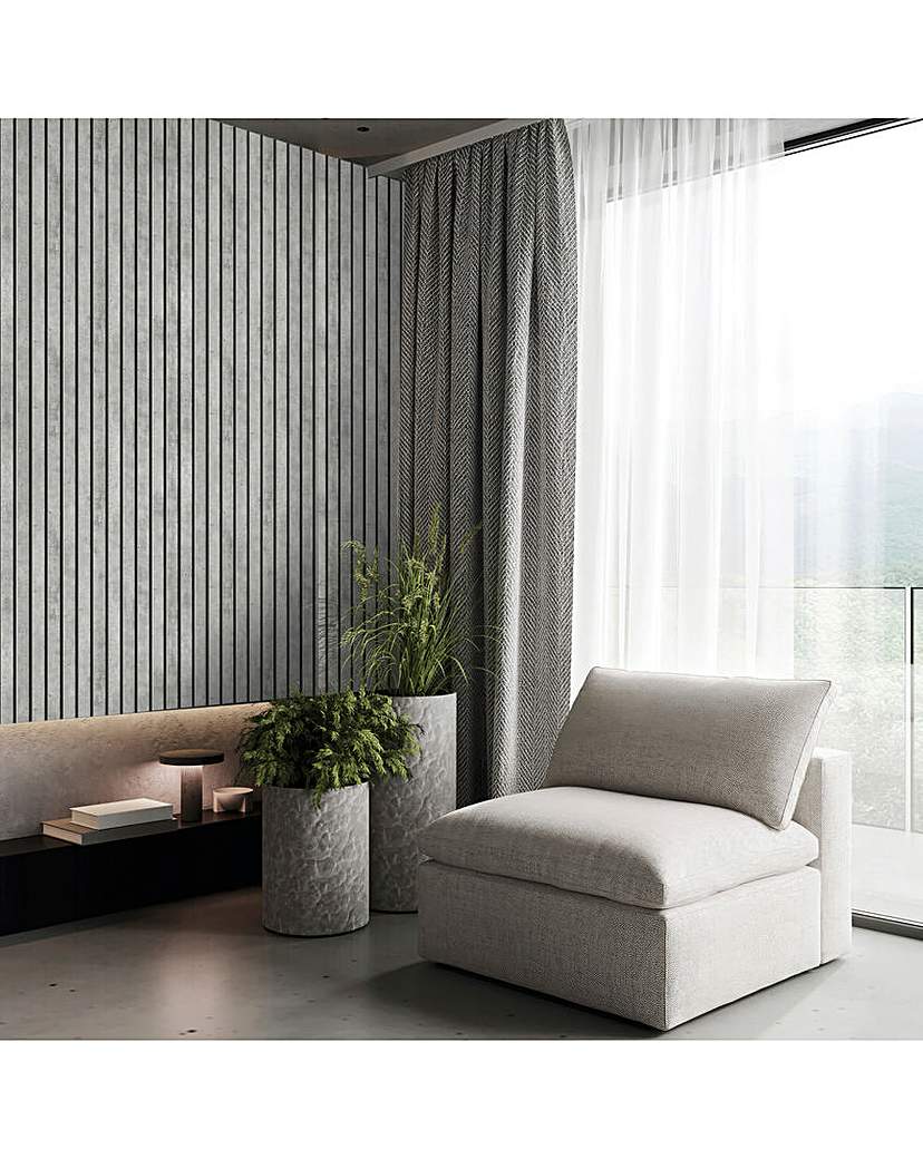 New In - Fresco Concrete Slats Grey Wallpaper