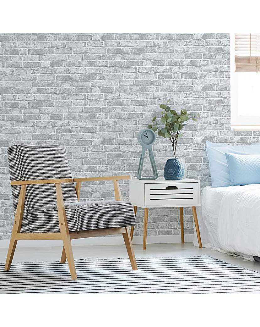 New In - Fresco White/Grey Brick Wallpaper