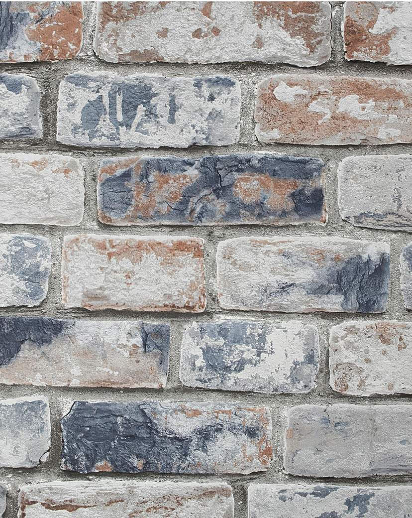 Fresco Navy/Red Brick Wallpaper