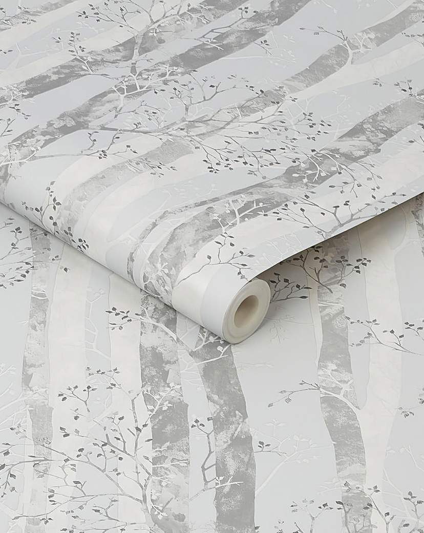 New In - Sublime Grey/Silver Forest Wallpaper