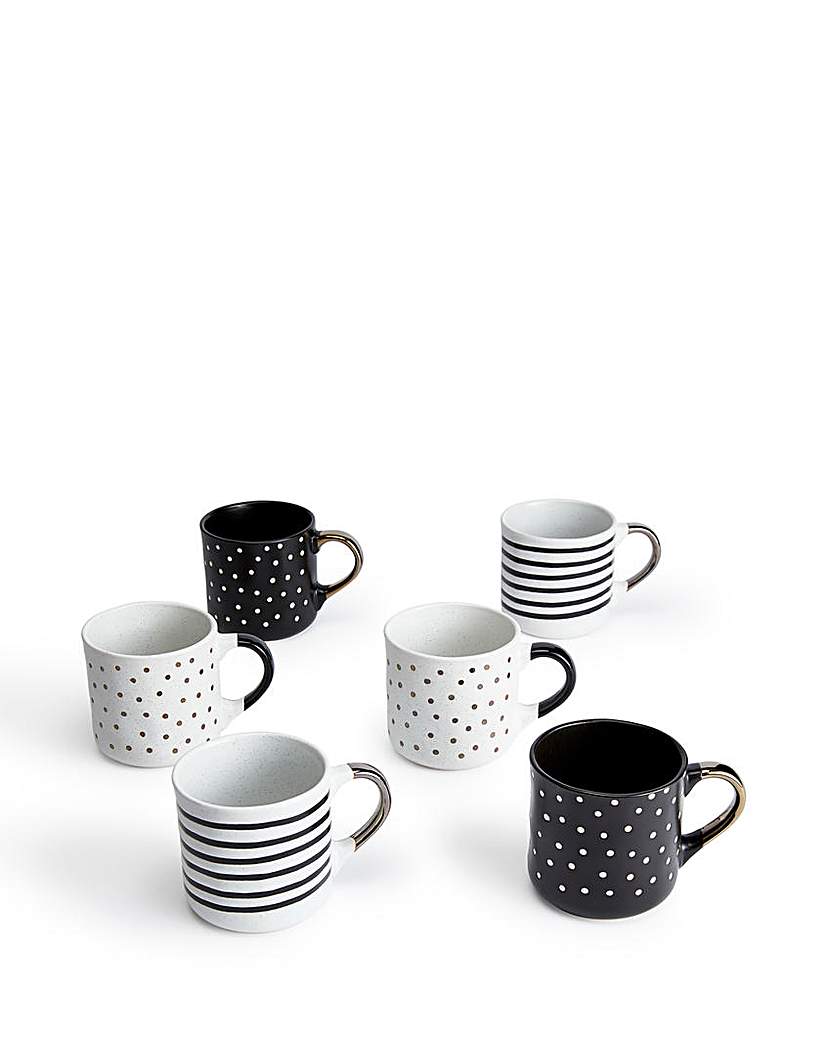 New In - Waterside Monochrome Set of 6 Mugs