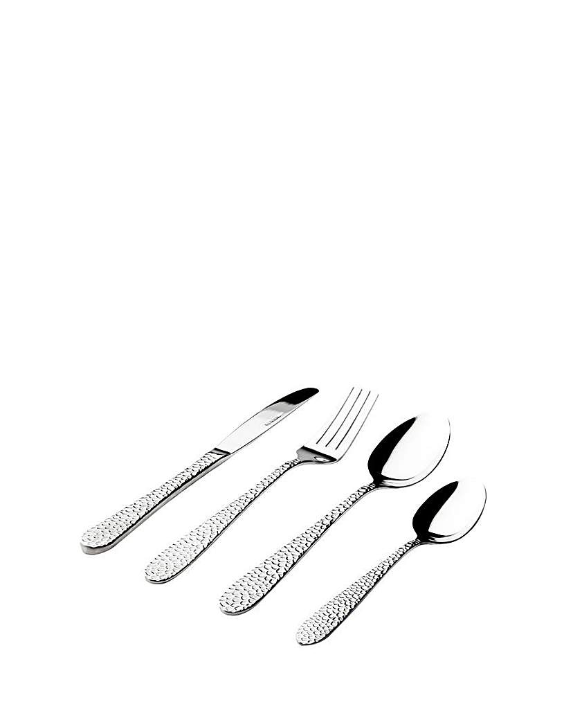 New In - Sabichi 16 Pc Silver Hammered Cutlery