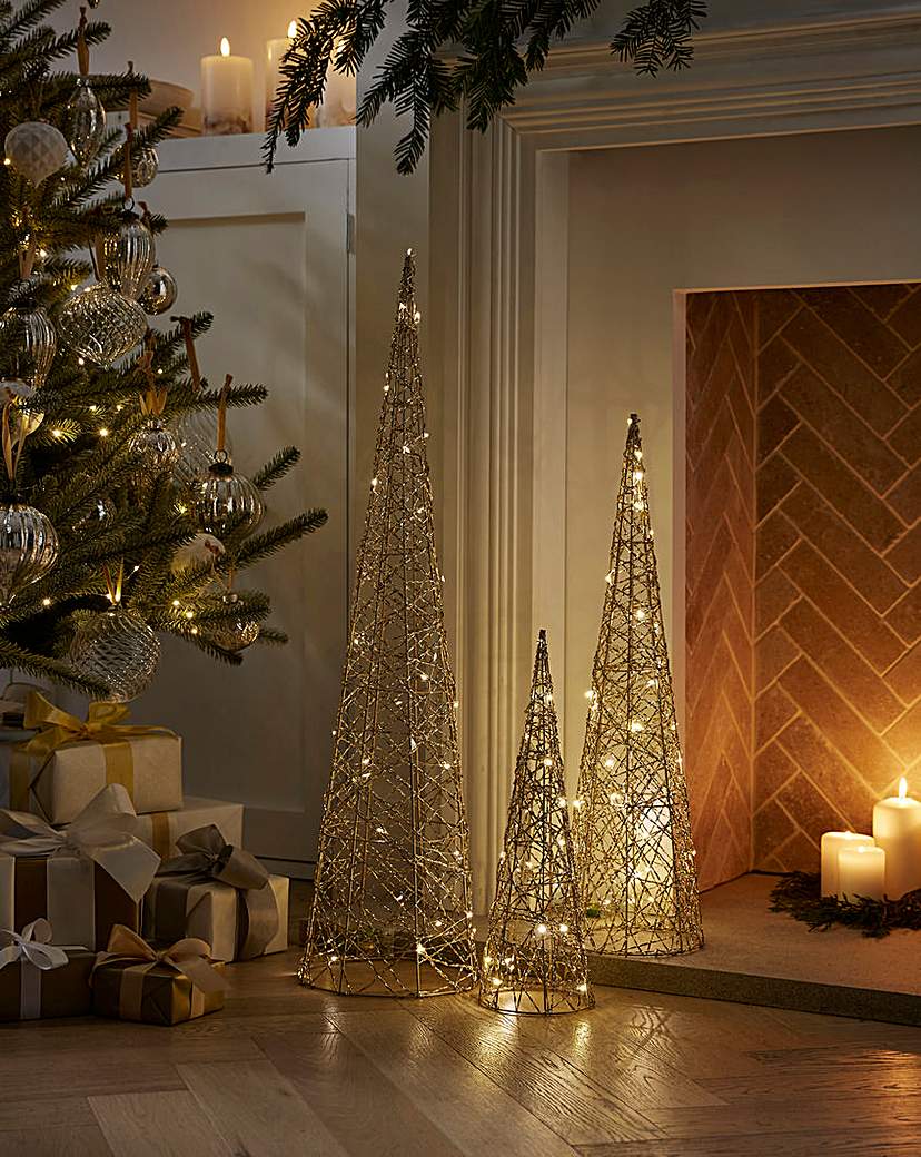 Set of 3 Shimmer Light Up Cone Trees