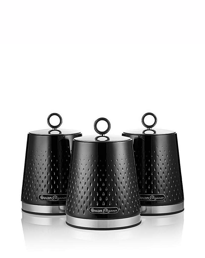 New In - Swan Elegance Set of 3 Canisters - Black