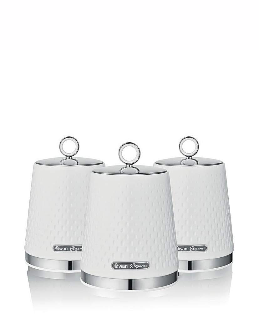 New In - Swan Elegance Set of 3 Canisters - White